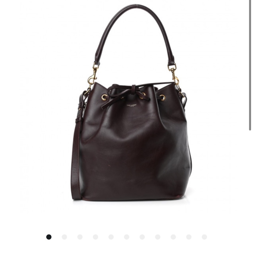 Saint Laurent Calfskin Large Emmanuelle Bucket Bag Burgundy